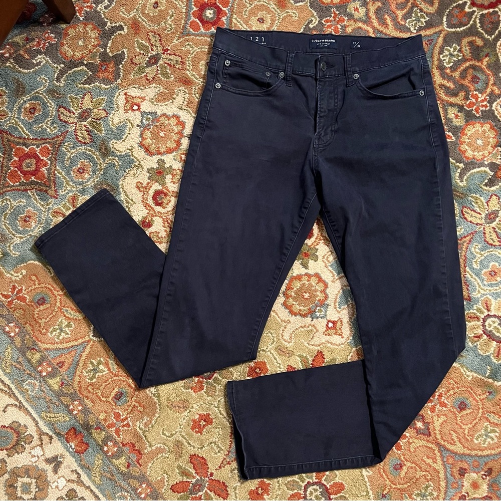 Lucky Brand 121 Slim Straight Colored Jeans Navy 31x32